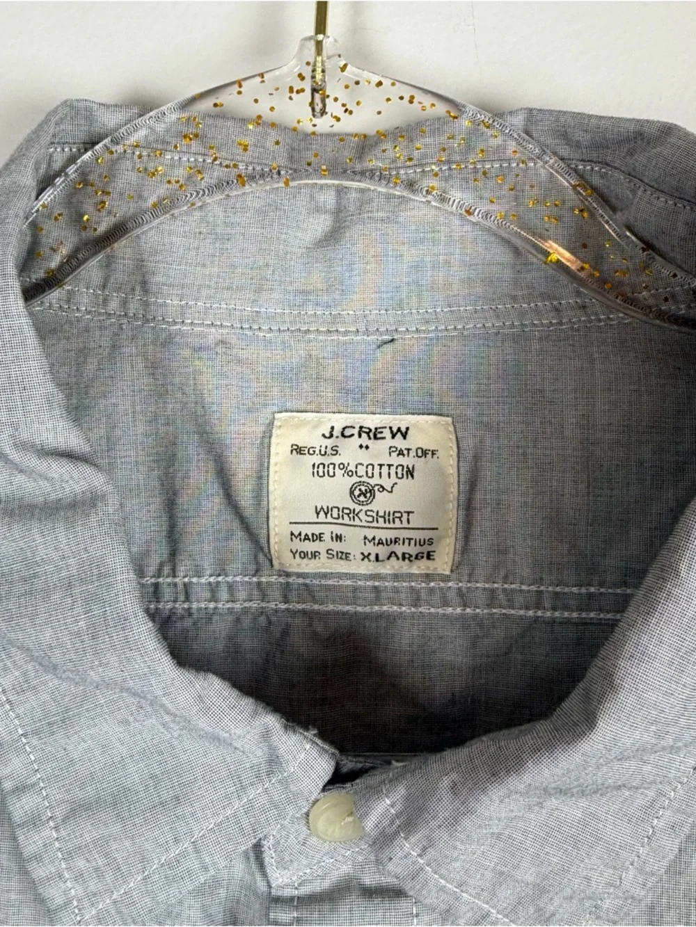 J.Crew Workshirt Gray Cotton Button Up Long Sleeve Career Classic Shirt Men’s XL